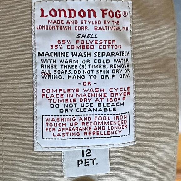 VTG LONDON FOG Faux Fur Lined Belted Hooded Trench Coat in Khaki SZ 10P - Picture 10 of 13